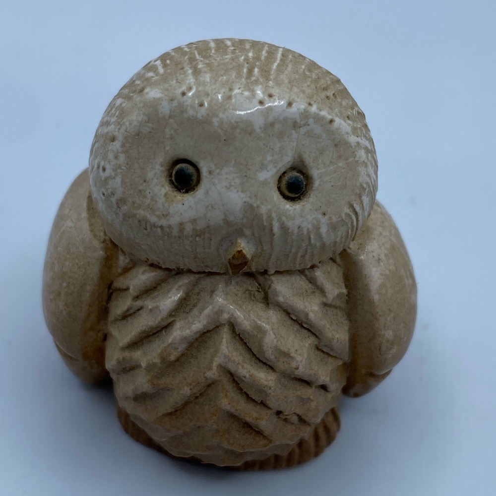 Vintage Artesania Rinconada Carved Stone Baby Owl Figurine 1.5” Rare